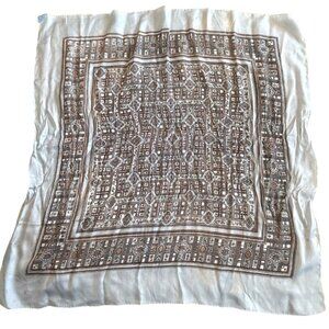 Cravenette Square Silk Fashion Scarf Gray Geometric Pattern